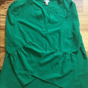 JCrew Factory bell-sleeve blouse. Green. Size M.